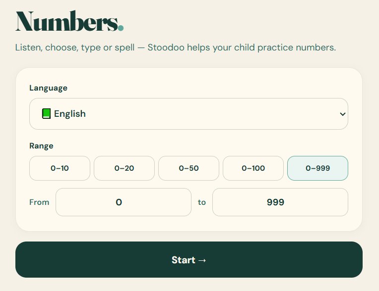 Numbers setup — language and range
